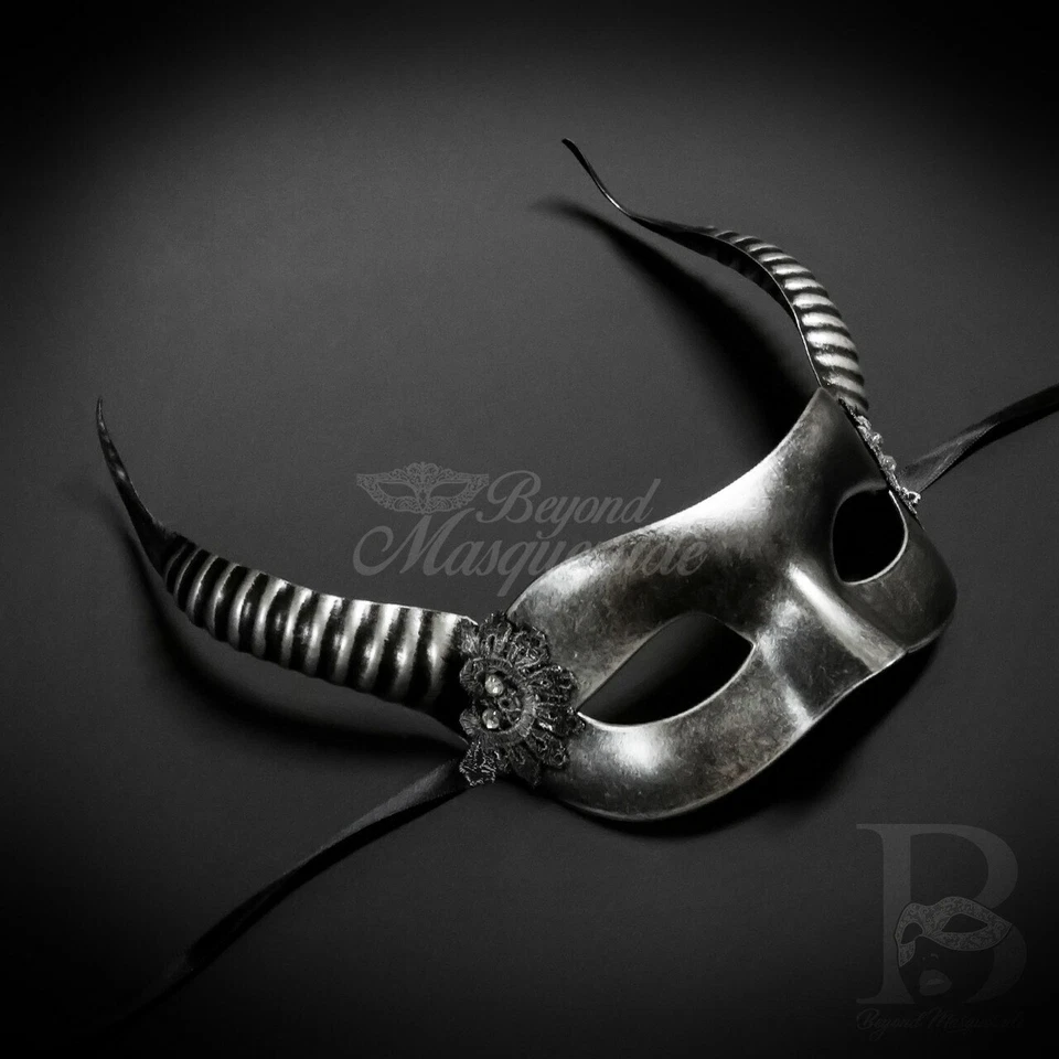 Horn Fairy Masquerade Mask Silver M4774 - Image 3 of 4