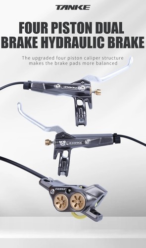 E-Bike Mountain Bike 4 Piston Hydraulic Disc Brake Set 160mm Oil Pressure Brakes - Picture 19 of 34