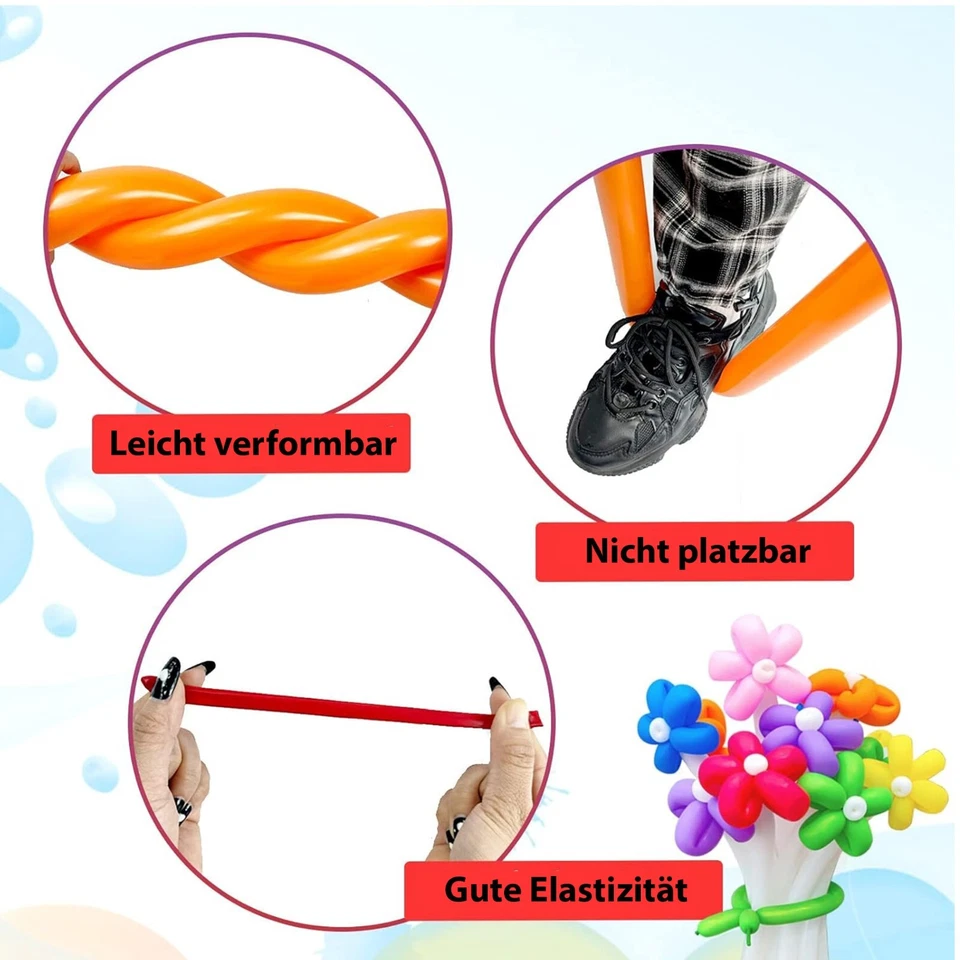 DIY Modellierballon Bunte Mix lange Latex Pastel Party Luftballons 260 Q Ballons - Bild 3 von 4