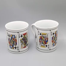 Vintage Playing Card Coffee Mugs Set Jobar International Poker Casino 2 Cups
