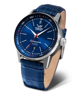 Vostok Europe GAZ14 Limousine Automatikuhr 560A687-L Blau Lederband 43 mm