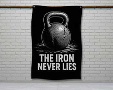Motivational Gym Flag - The Iron Never Lies Home Gym Decor