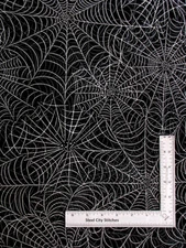 Halloween Fabric Wicked Dotted Spider Webs Cotton Timeless Treasures C1449 Yard