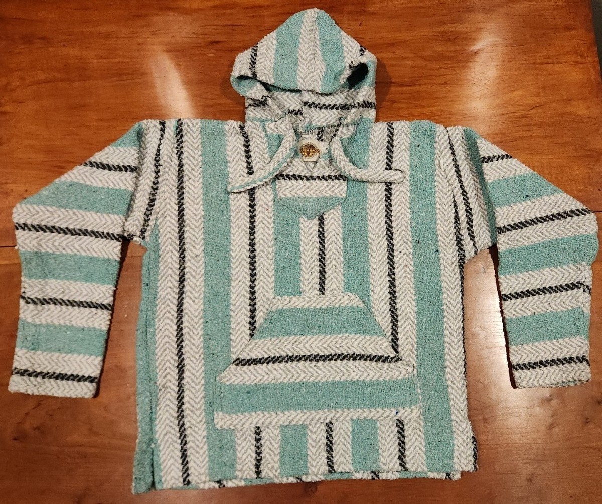 Earth Ragz Blue Poncho Pullover Hoodie Sweatshirt Hoodie Potato 