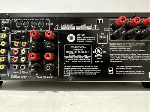 Onkyo TX-DS494 5.1 Channel Home Theater Stereo Receiver Dolby Digital DTS - Picture 9 of 11