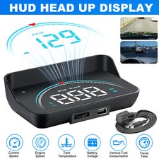 Car OBD2 HUD Head Up Display Gauge Speedometer MPH KMH RPM Warning Alarm Meter