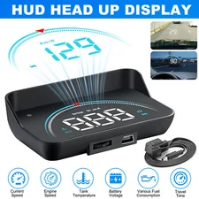 Car OBD2 HUD Head Up Display Gauge Speedometer MPH KMH RPM Warning Alarm Meter