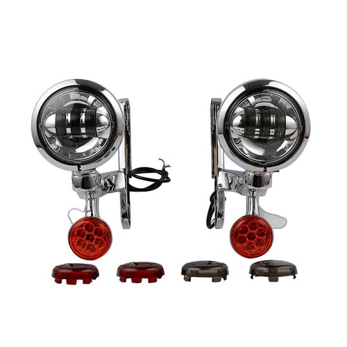 2X Bracket Spot Fog Light Turn Signal Kit Fit For Harley Glide Road King1994~23 - Picture 8 of 16