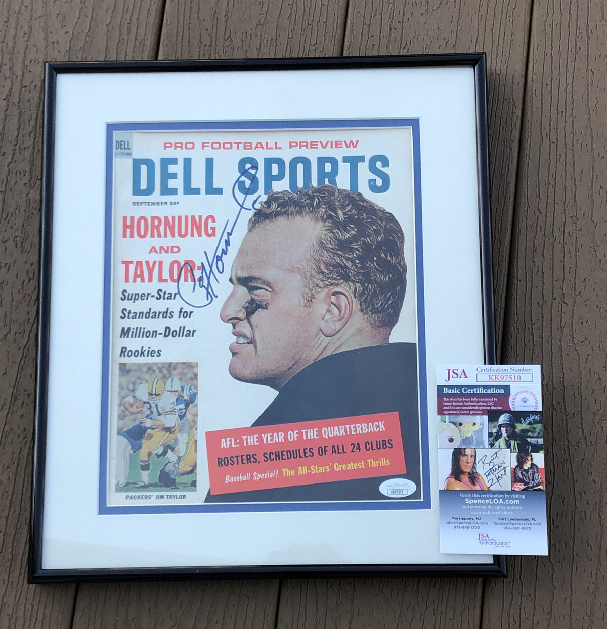 Paul Hornung Autographed Signed Green Bay Packers Framed Football Review Magazine JSA COA 