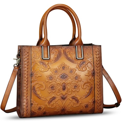 Genuine Leather Tote Bags for Women Handbags Vintage Shoulder Bag Crossbody Bag - Picture 8 of 14