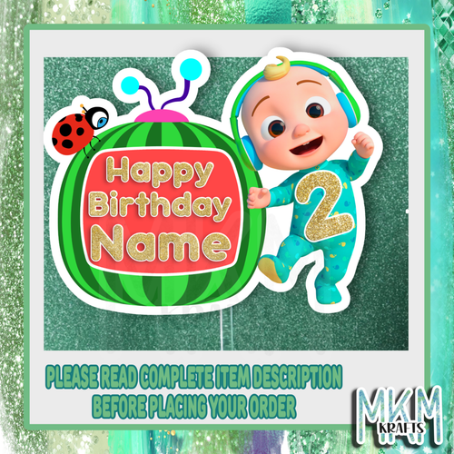 Personalised Cake Topper, Baby JJ RAINBOW NAME &AGE 400GSM