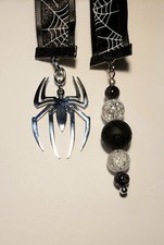 Spiderman Symbol Bookmark, black with web Ribbon