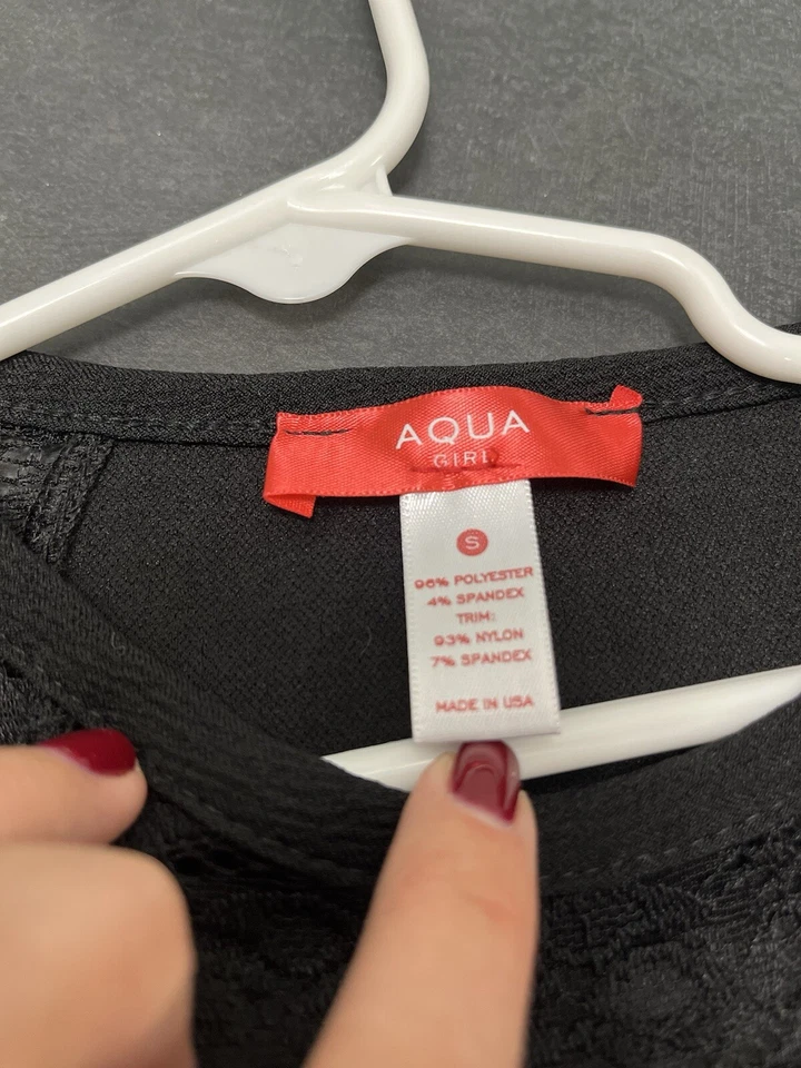 Vestido negro Aqua Girls con detalles de encaje talla pequeña Foto 4 de 4