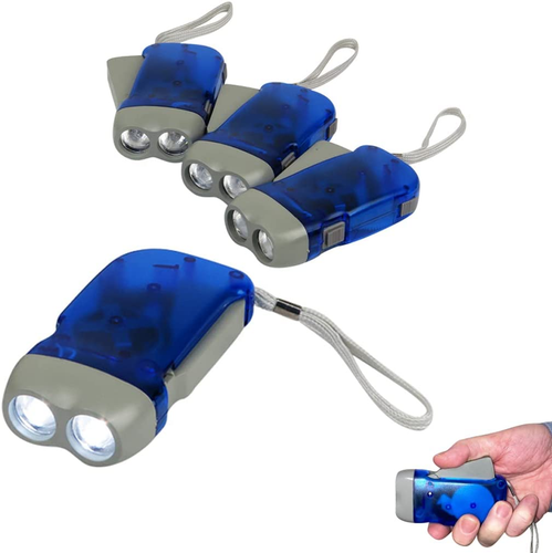 Hand Crank Emergency Flashlights -4 Pack- Camping, Home, Car - Double LED Bright