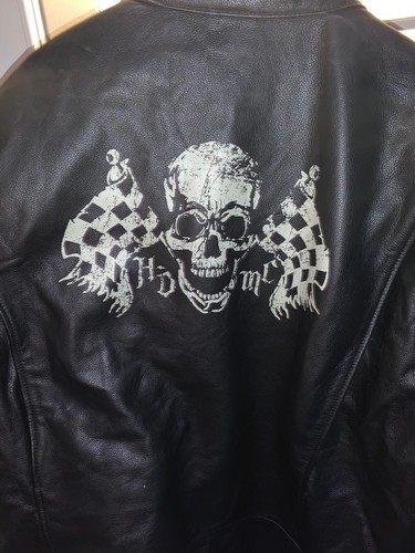 Harley Davidson Men Vintage Racing Skull Black Leather Jacket 97035-11VM 2XL - Picture 11 of 12