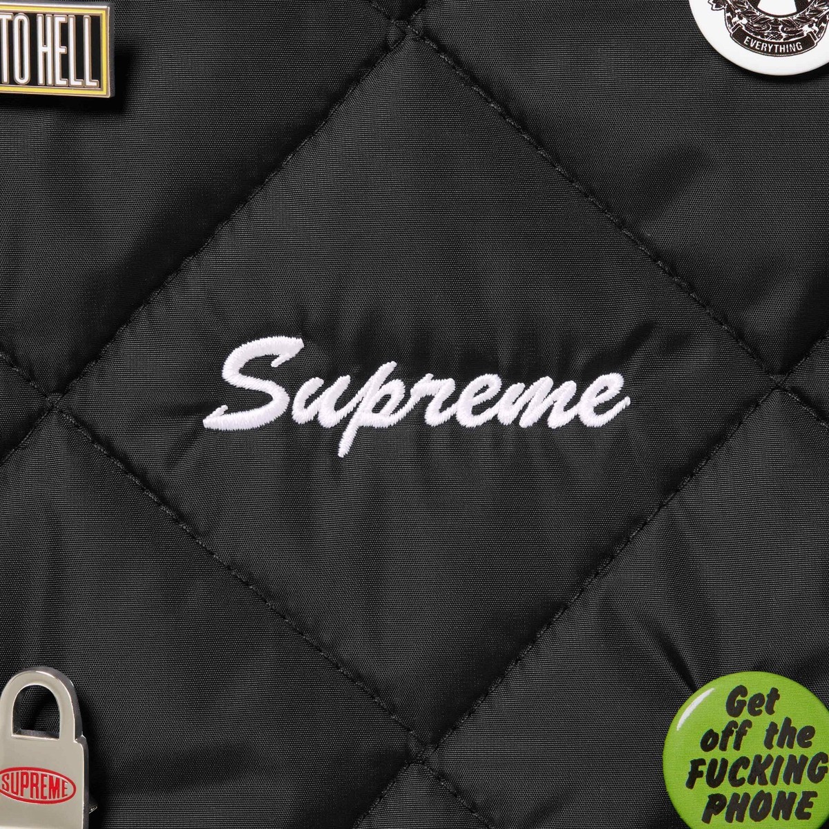 Supreme Pins Quilted Work Vest 2colors Black Navy Size S-XXL Supreme Pins Quilted Work Vest 2colors Black Navy Size S-XXL