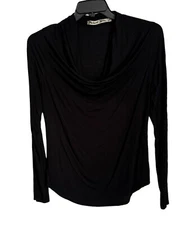 Michael Stars Blouse Size Small Black Long Sleeves Stretch Rayon Blend Top