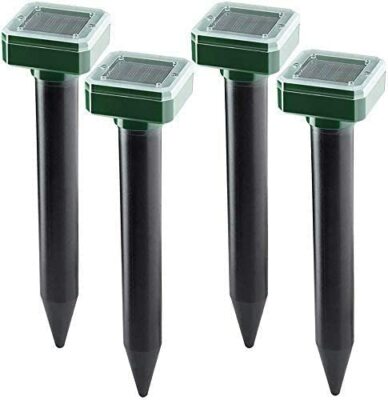 Mole Repellent 4 Pack Ultrasonic Solar Powered Animal Repellent for Outdoor Lawn