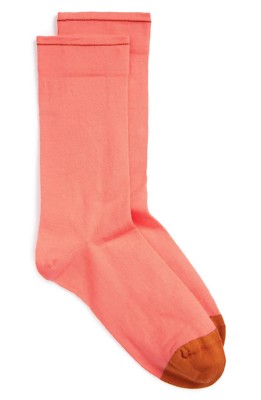 Bonne Maison Orange Pink Nasturtium Socks L74226 Women's Size 4.5-6.5