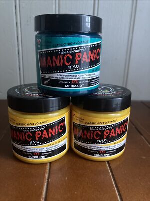 Three Manic Panic Hair Dye Semi-Permanent Hair Color 4oz (Sunshine) (Mermaid)