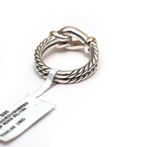 New DAVID YURMAN Ladies 9mm Thoroughbred Loop Pinky Ring 925 18K Gold Size 6 - Picture 5 of 9