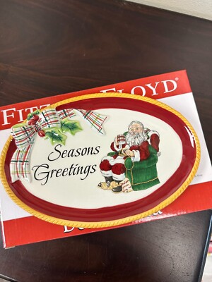 Fitz and Floyd ''Dear Santa''  Cookie Plate Platter  2012 Season Greetings