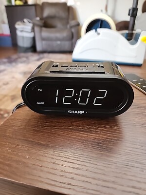 Sharp Digital Alarm Clock AccuSet Automatic Set, .9in White LED Display, SPC476