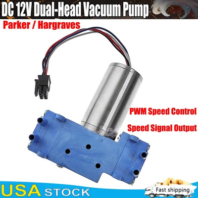 #ad Micro Parker Hargraves Dual Diaphragm Pump DC 12V PWM Speed Control Vacuum Pump $24.99