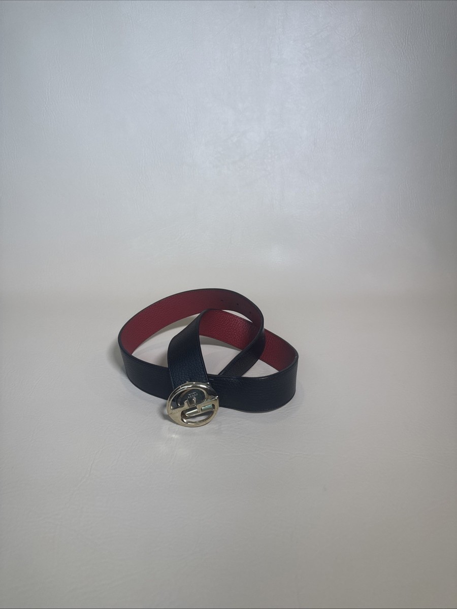 Gucci Black/Red Leather Belt 85/34 Italy #480199 | eBay