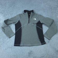 The North Face Fleece Jacket Girls 7/8 Gray Black 1/4 Zip Lightweight Pullover