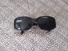 Squared Frame Sunglasses Grid Pattern Black Acetate Vintage New Old Stock