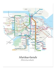 Amsterdam Metro Map Poster Wall Art - Stylish Urban Decor Home Decor