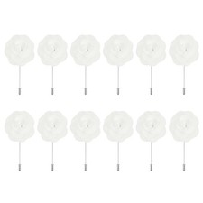 12Pcs Groom Boutonnieres Rose Boutonnieres Pins 3.5"x1.6" for Wedding White