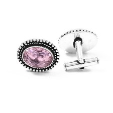 925 Sterling Silver Rose Cut Pink Topaz Gemstone Jewelry Handmade Cufflinks