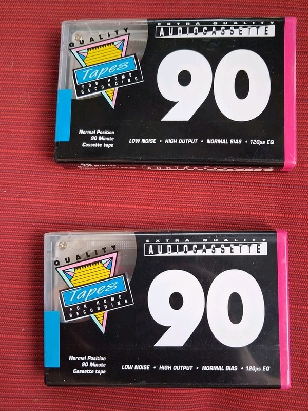 2 Vintage 90 Min Extra Quality Blank Audio Recording Cassette Tapes Wal Mart NEW