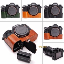 For Sony A9 A7R3 A7M3 Handmade Genuine Real Leather Half Camera Case Bag Cover