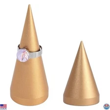 2Pcs Gold Cone Ring Holder Stand - Metal Finger Ring Display for Storage