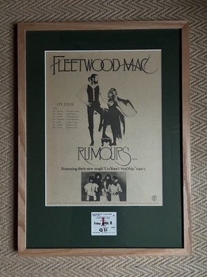 FLEETWOOD MAC   Rumours  tour 1977  concert  ticket and original advert-Framed