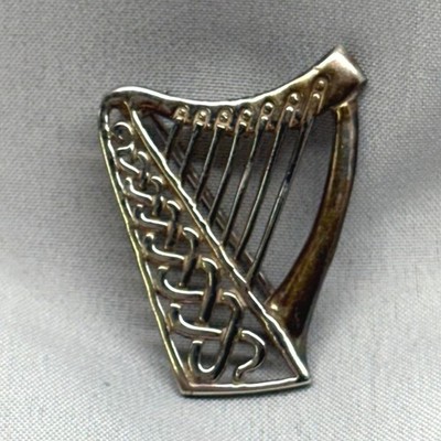 Unbranded Harp Brooch Unisex OS Silver Good Celtic Knot 925 Sterling Vintage