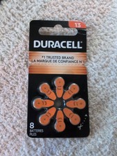 DURACELL 13 Zinc Air 1.45v 1434K M4316 pack of 8 Hearing Aid Batteries 12/2028