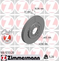2X Zimmermann Bremsscheibe 100.1233.20 FüR Audi Seat Skoda VW Ø256Mm Vorne