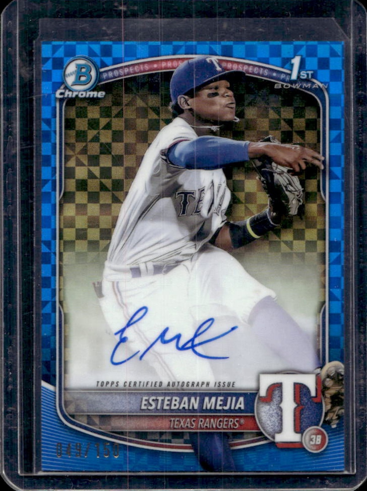 2025 Bowman Esteban Mejia Chrome Auto Blue X-Fractor 1st #49/150