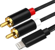 Apple MFi Certified Lightning to RCA Cable Audio Aux Adapter 2-Male Y Split...
