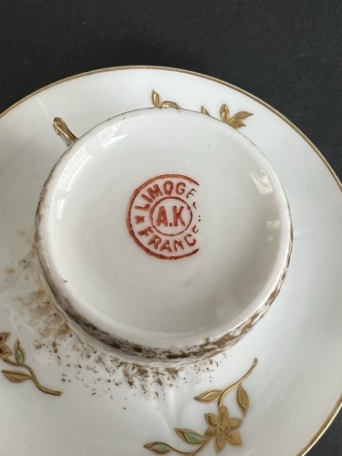Antique 1890-1910 Limoges A. Klingenberg Hand-Painted Demitasse/Espresso Cup Set - Picture 10 of 11