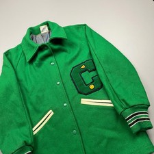Admiral Sportswear Varsity Jacket Women M Green Wool Cheerleader Letterman 70s