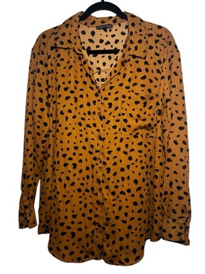 Moa Moa Woman s Black/Brown Long Sleeve Blouse Size Large