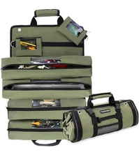 FewNvWa Roll Up Tool Bag Tool Roll Up Bag w/Detachable Tool Pouches Heavy Duty