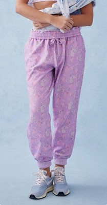 LoveShackFancy Lolana Purple Hibiscus Floral Cotton Sweatpant Joggers SMALL $185