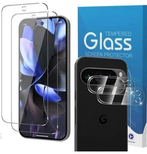 2-Pack Tempered Glass + 2-Pack Camera Lens Protector for Google Pixel 9 Pro