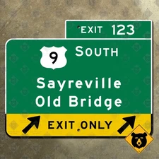 New Jersey parkway exit 114 Sayreville Old Bridge highway road sign Garden 12x9